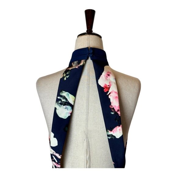 Finders Keepers Dress Women XS Blue Floral Print Halter Neck Illuminati Mini‎ - Picture 5 of 12